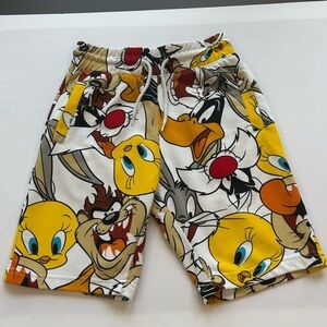 H and M Looney Tunes Character Print Elasticized Sweat Shorts Mens Size XS